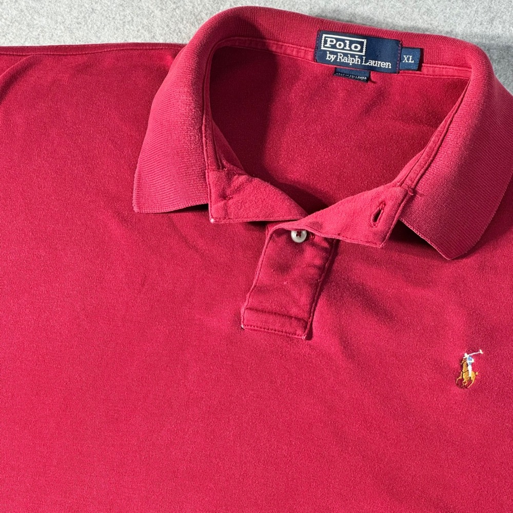 Polo Ralph Lauren Mens XL Red Short Sleeve Cotton Pique Pony Logo Polo Shirt